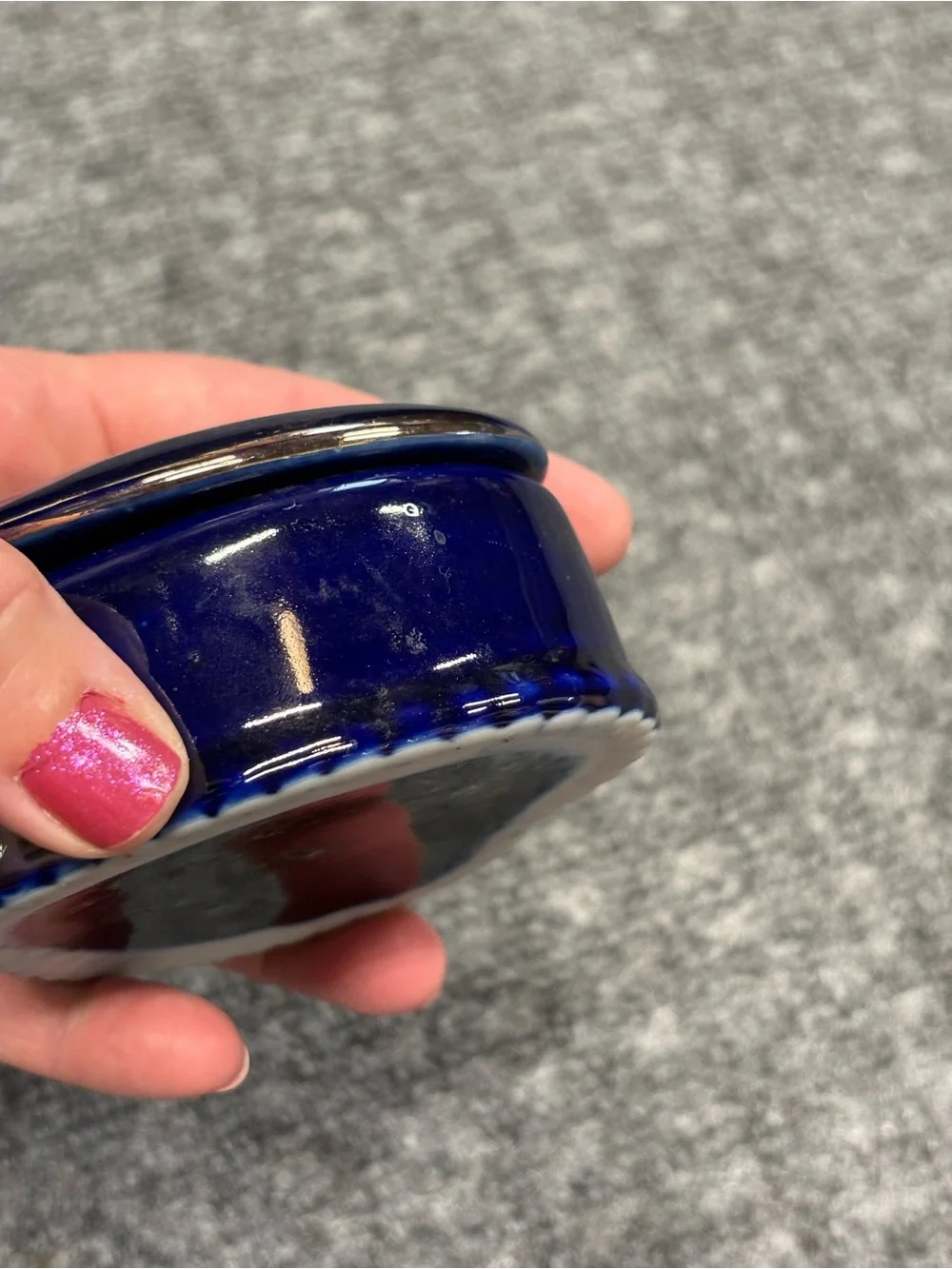 Heart-Shaped Trinket Box Hand Painted with Gold Accents Japan